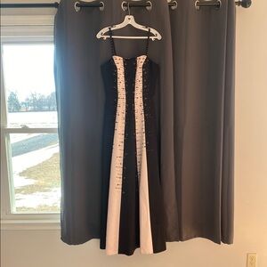 Elegant Black and Pink Evening Dress